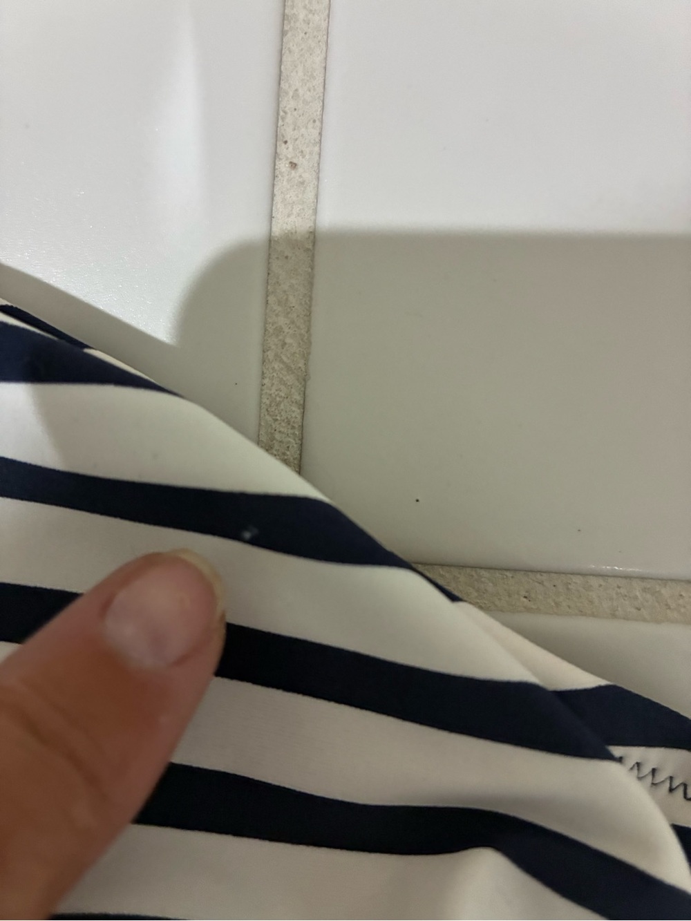 J. Crew Striped One-Shoulder One-Piece Swimsuit in Navy and White - Picture 10 of 10